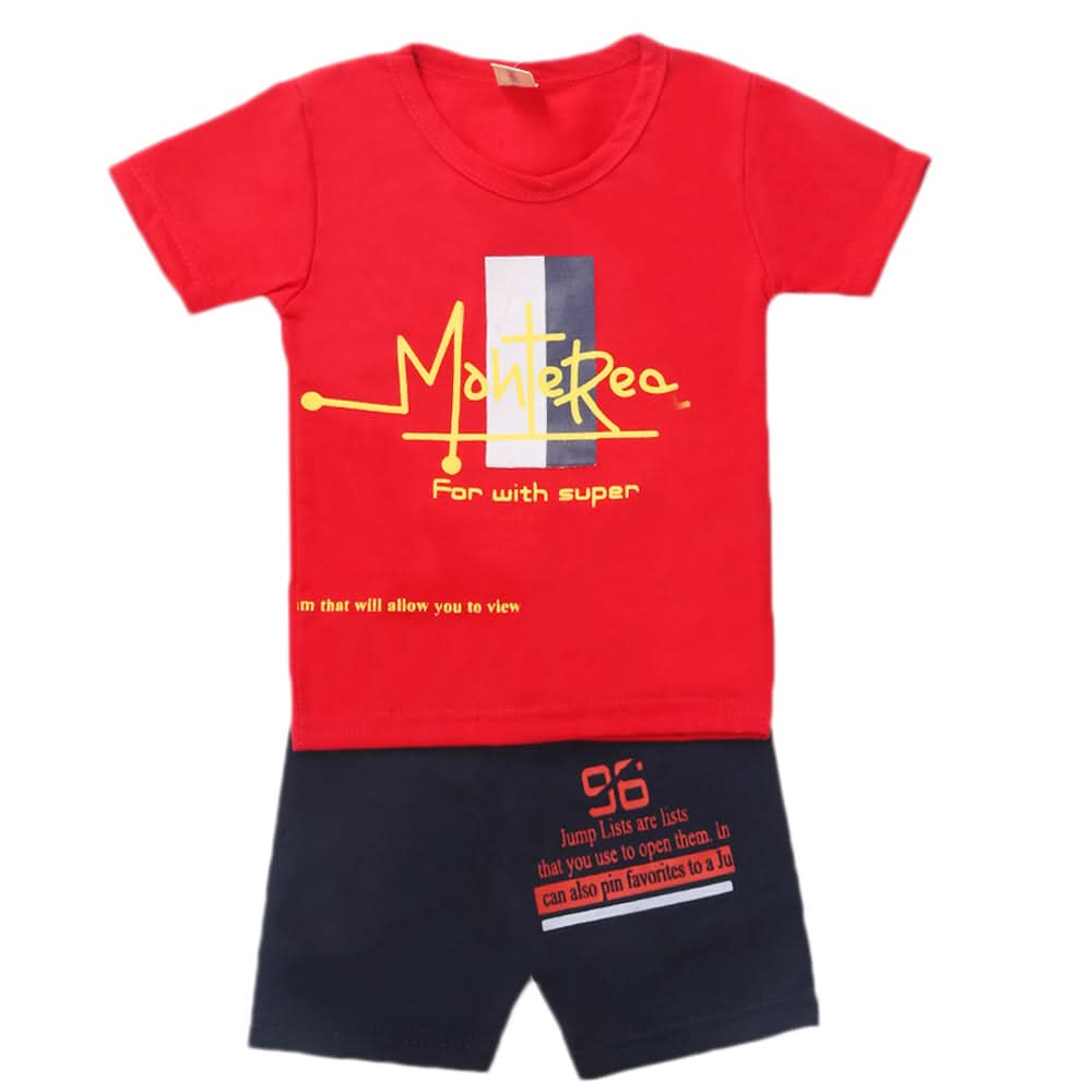 Boys Half Sleeves Short Suit - Red, Kids, Boys Sets And Suits, Chase Value, Chase Value