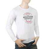 Men's Full Sleeves Lycra Printed T-Shirt - White, Men, T-Shirts And Polos, Chase Value, Chase Value