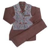 Boys Waistcoat Suit - Dark Brown, Kids, Boys Shalwar Kameez, Chase Value, Chase Value