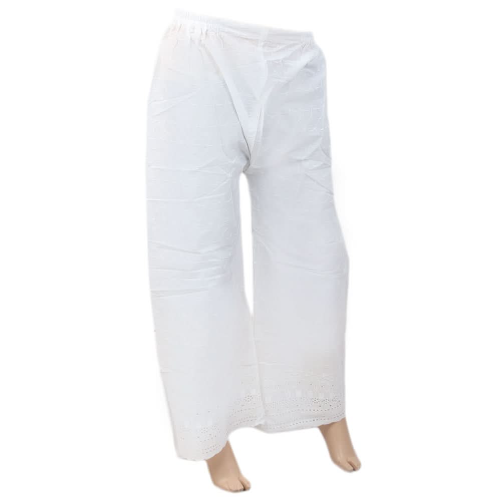 Women's Full Embroidered Bell Bottom Trouser - White, Women, Pants & Tights, Chase Value, Chase Value