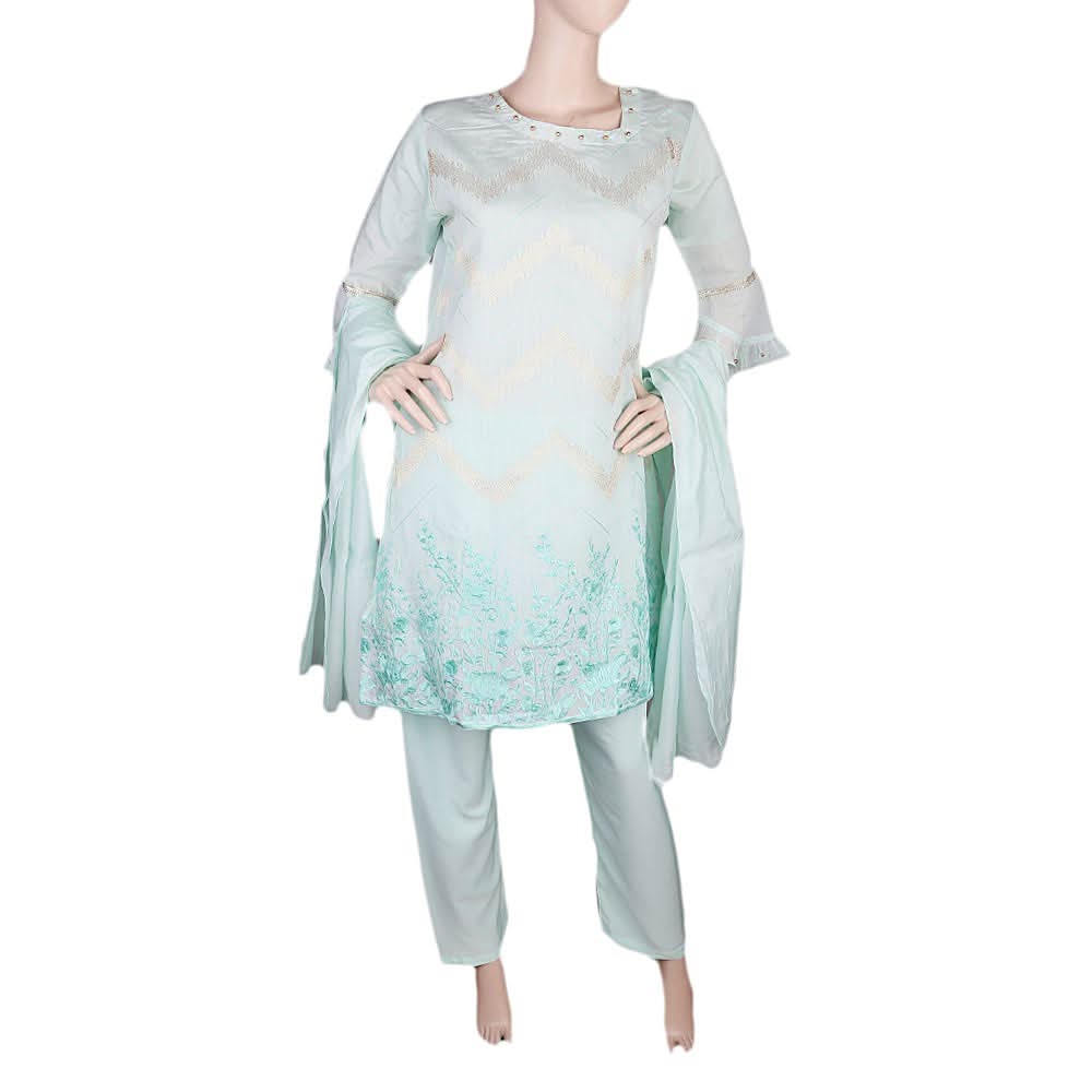 Women's Fancy 3 Piece Suit - Cyan, Women, Shalwar Suits, Chase Value, Chase Value