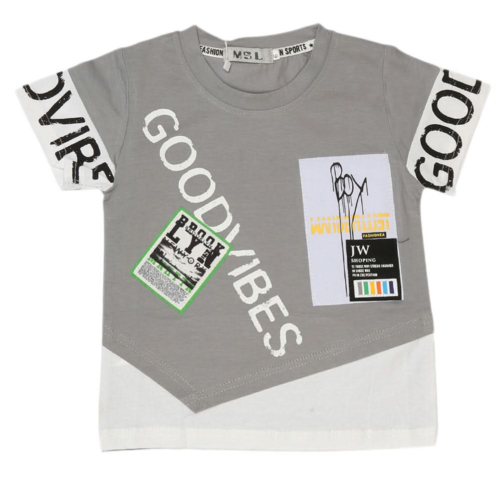 Boys Half Sleeves T-Shirt - Grey, Kids, Boys T-Shirts, Chase Value, Chase Value