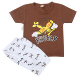 Boys Half Sleeves Short Suit - Dark Brown, Kids, Boys Sets And Suits, Chase Value, Chase Value