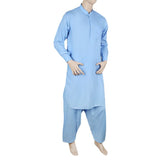Men's Shalwar Kameez Band Collar -Plain- Blue, Men's Fashion, Chase Value, Chase Value