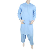 Men's Shalwar Kameez Band Collar -Plain- Blue, Men's Fashion, Chase Value, Chase Value