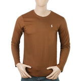 Men's Full Sleeves Logo T-Shirt - Dark Brown, Men, T-Shirts And Polos, Chase Value, Chase Value