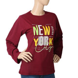 Women's Printed T. Shirt Full Sleeves - Maroon, Women, T-Shirts And Tops, Chase Value, Chase Value