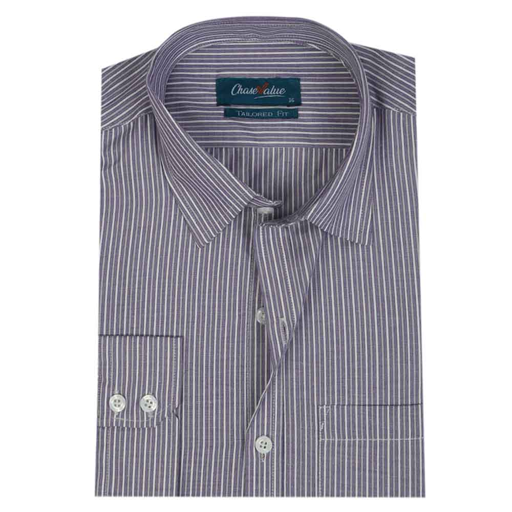 Men's Formal Stripe Shirt - Dark Purple, Men's Shirts, Chase Value, Chase Value