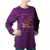 Women's Printed T. Shirt Full Sleeves - Purple, Women, T-Shirts And Tops, Chase Value, Chase Value