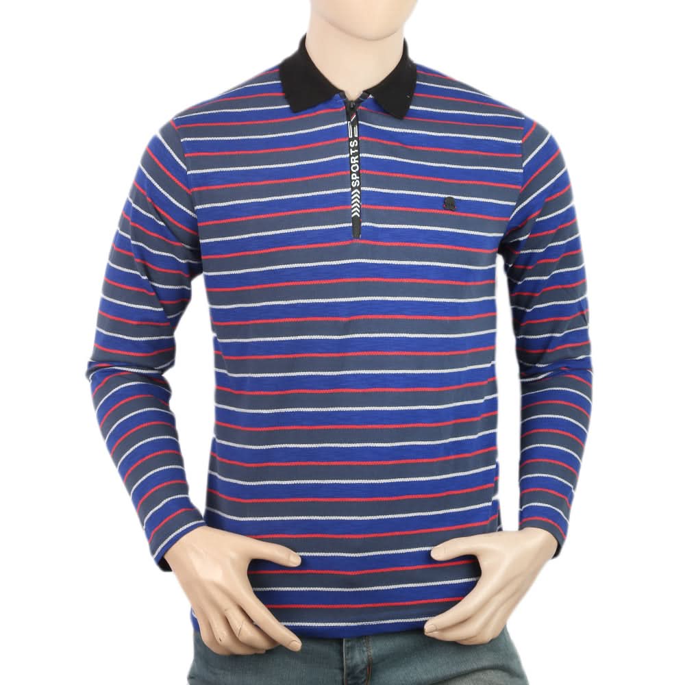 Men's Yarn Dyed Full Sleeves Polo T-Shirt - Multi, Men, T-Shirts And Polos, Chase Value, Chase Value