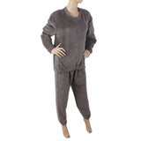 Women's Fleece Full Sleeves Night Suit - Grey, Women, Night Suit, Chase Value, Chase Value