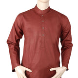 Men's Shalwar Kurta Band Collar -Textured- Maroon, Men's Fashion, Chase Value, Chase Value