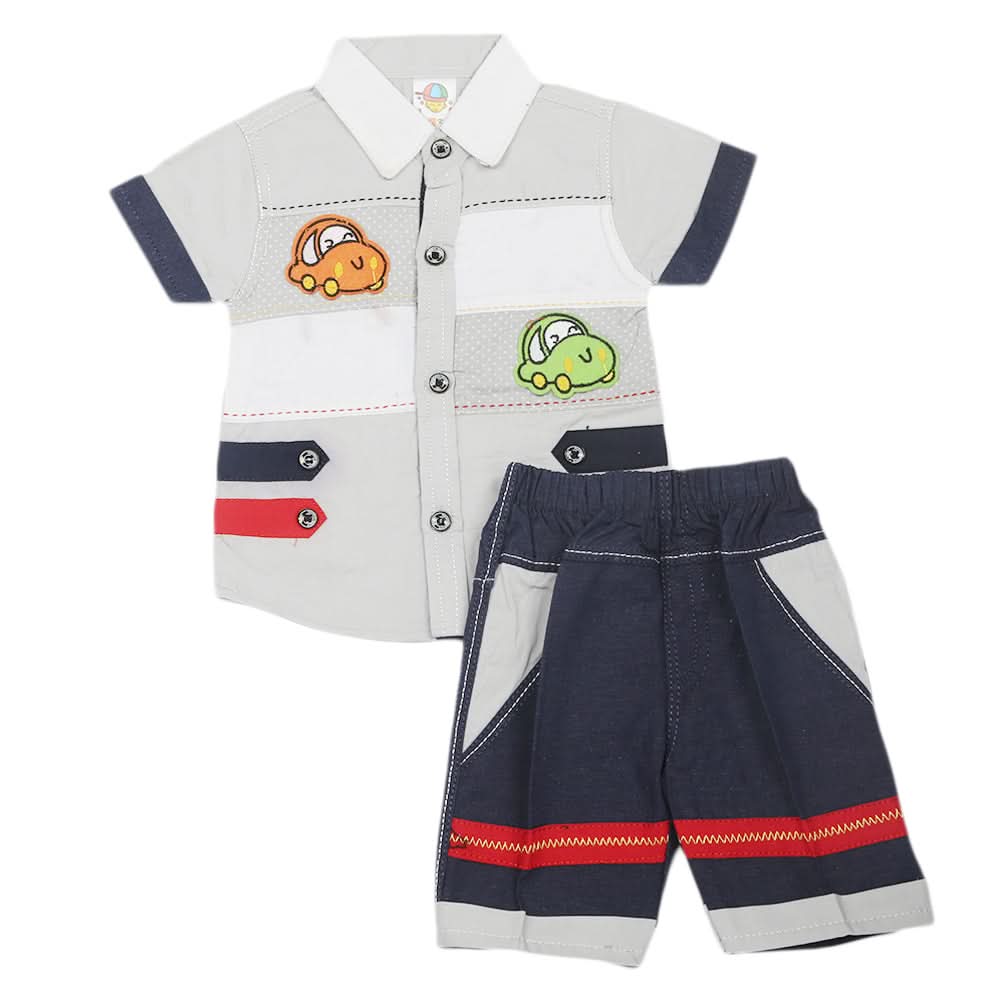 Newborn Boys Half Sleeves Suit - Grey, Kids, Boys Sets And Suits, Chase Value, Chase Value
