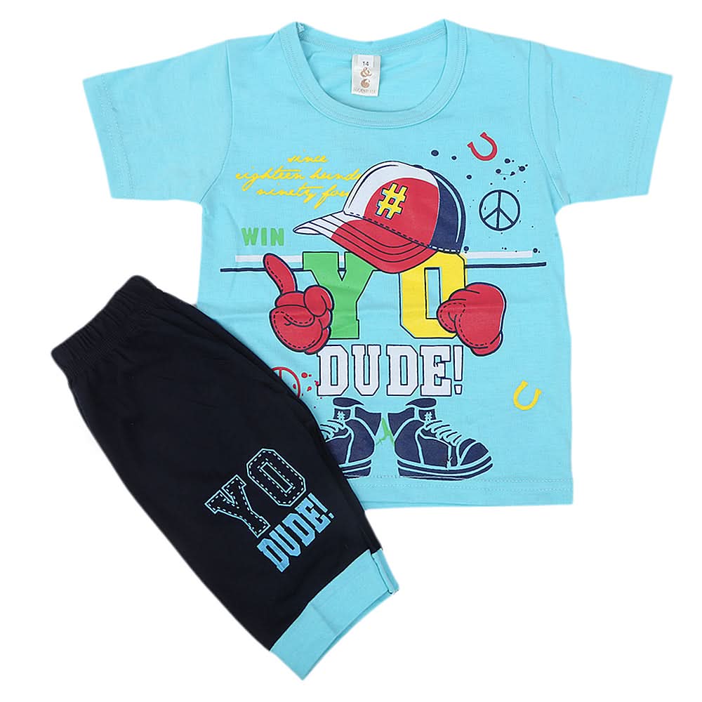 Boys Short Half Sleeves Suit - Blue, Kids, Boys Sets And Suits, Chase Value, Chase Value