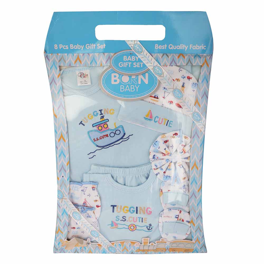 Newborn Gift Set 8 Pcs Box - Blue, Kids, Newborn Gift Set, Chase Value, Chase Value