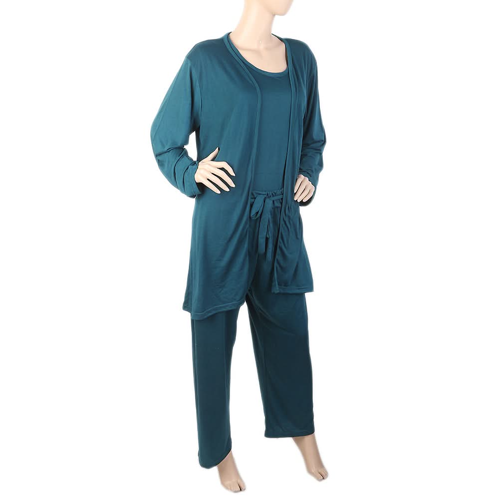 Women's 3 Piece Night Suit - Sea Green, Women, Night Suit, Chase Value, Chase Value