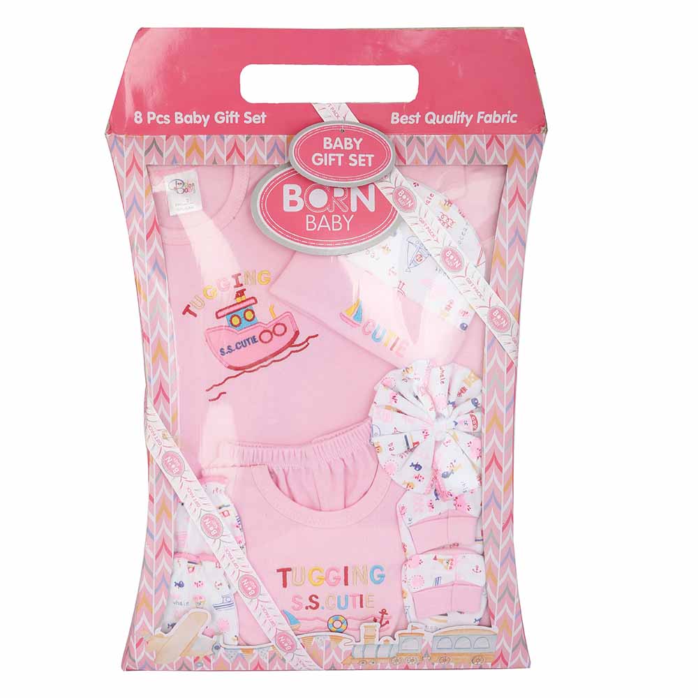 Newborn Gift Set 8 Pcs Box - Pink, Kids, Newborn Gift Set, Chase Value, Chase Value