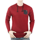 Men's Full Sleeves T-Shirt - Maroon, Men, T-Shirts And Polos, Chase Value, Chase Value