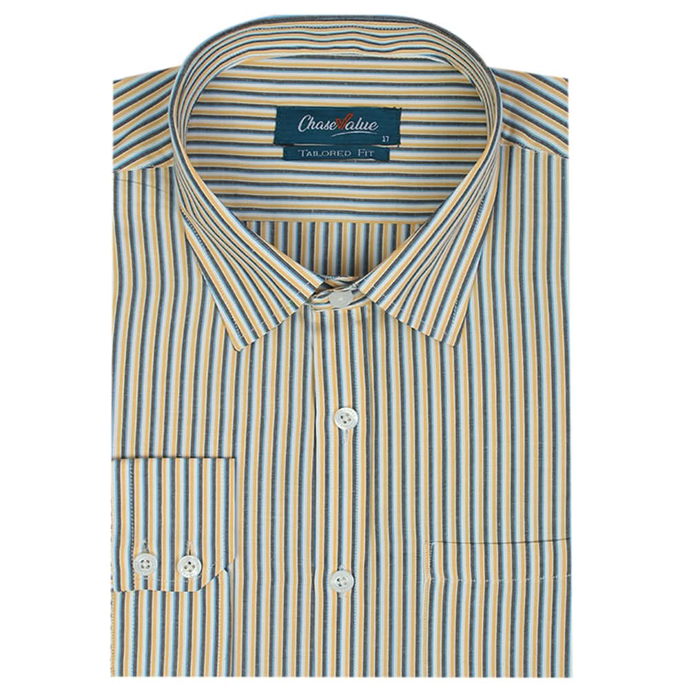 Men's Formal Stripe Shirt - Yellow, Men's Shirts, Chase Value, Chase Value