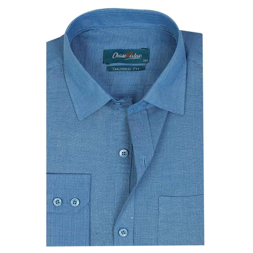 Men's Formal Chambray Shirt - Blue, Men's Shirts, Chase Value, Chase Value
