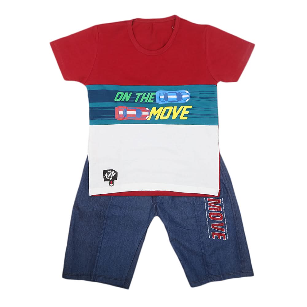Boys Half Sleeves Short Suit - Maroon, Kids, Boys Sets And Suits, Chase Value, Chase Value