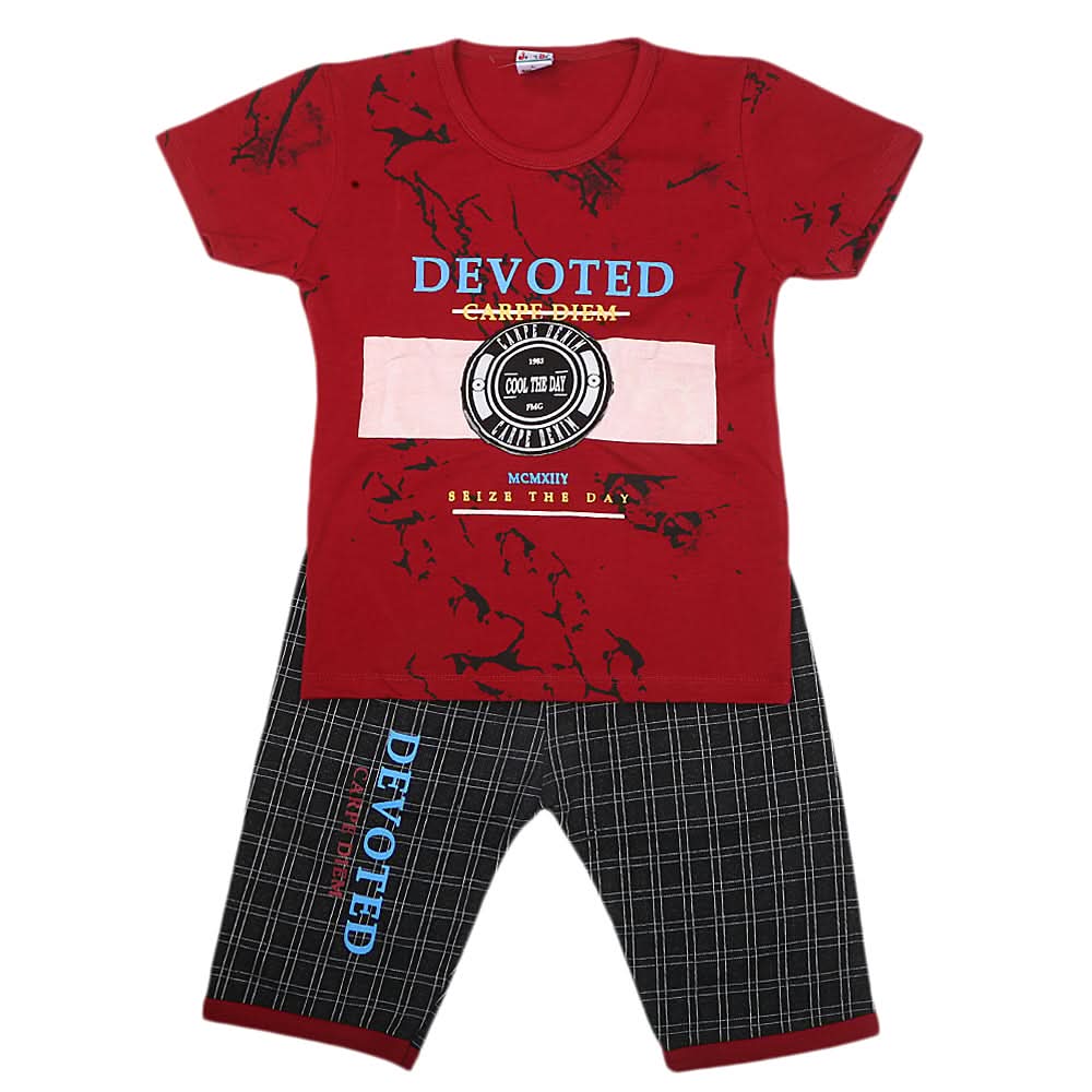 boys half sleeves short Suit 20-22 1211 - maroon, Kids, Boys Sets And Suits, Chase Value, Chase Value