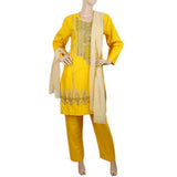 Women's Embroidered 03 Pcs Suit - Yellow, Women, Shalwar Suits, Chase Value, Chase Value