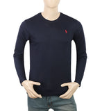 Men's Full Sleeves Logo T-Shirt - Navy Blue, Men, T-Shirts And Polos, Chase Value, Chase Value