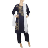 Women's Embroidered 03 Pcs Suit - Navy Blue, Women, Shalwar Suits, Chase Value, Chase Value