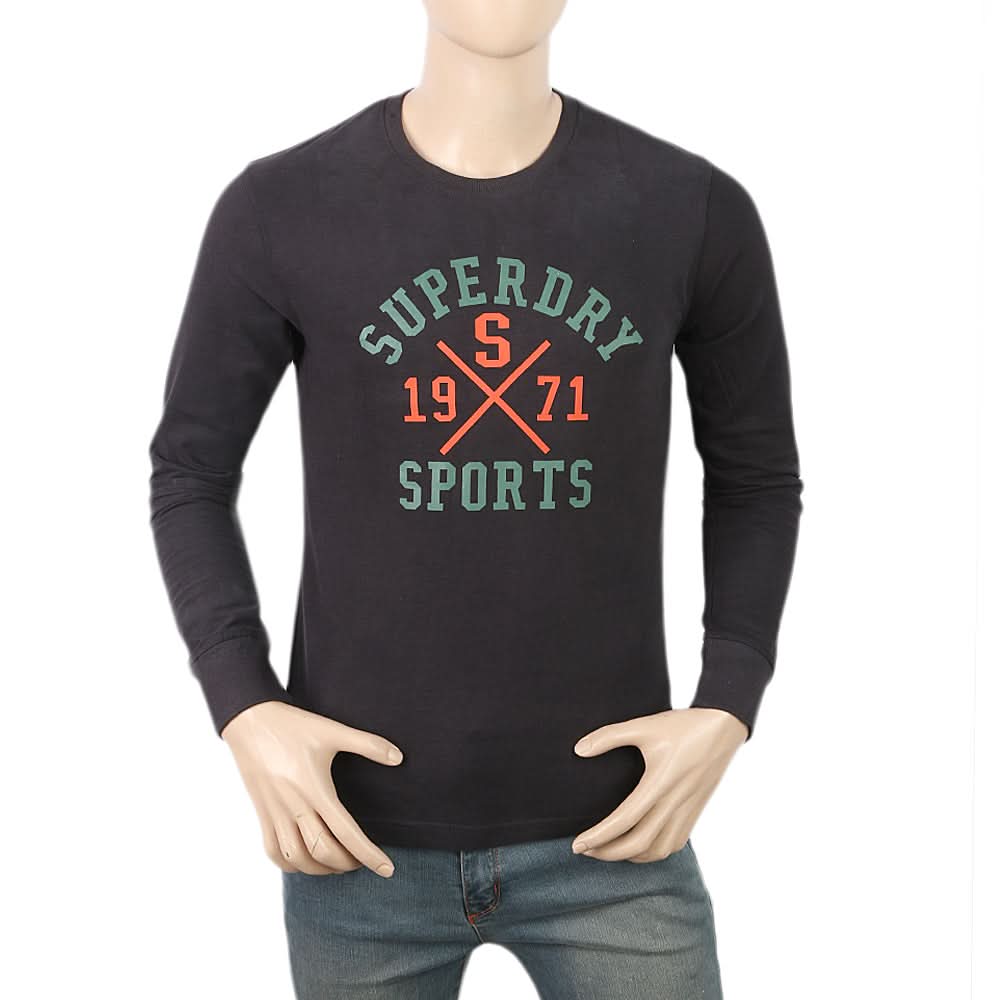 Men's Round Neck Printed T-Shirt - Darlk Grey, Men, T-Shirts And Polos, Chase Value, Chase Value