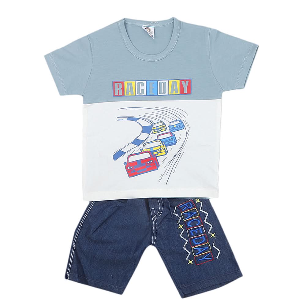 Boys Half Sleeves Short Suit 1207 - Steel Grey, Kids, Boys Sets And Suits, Chase Value, Chase Value