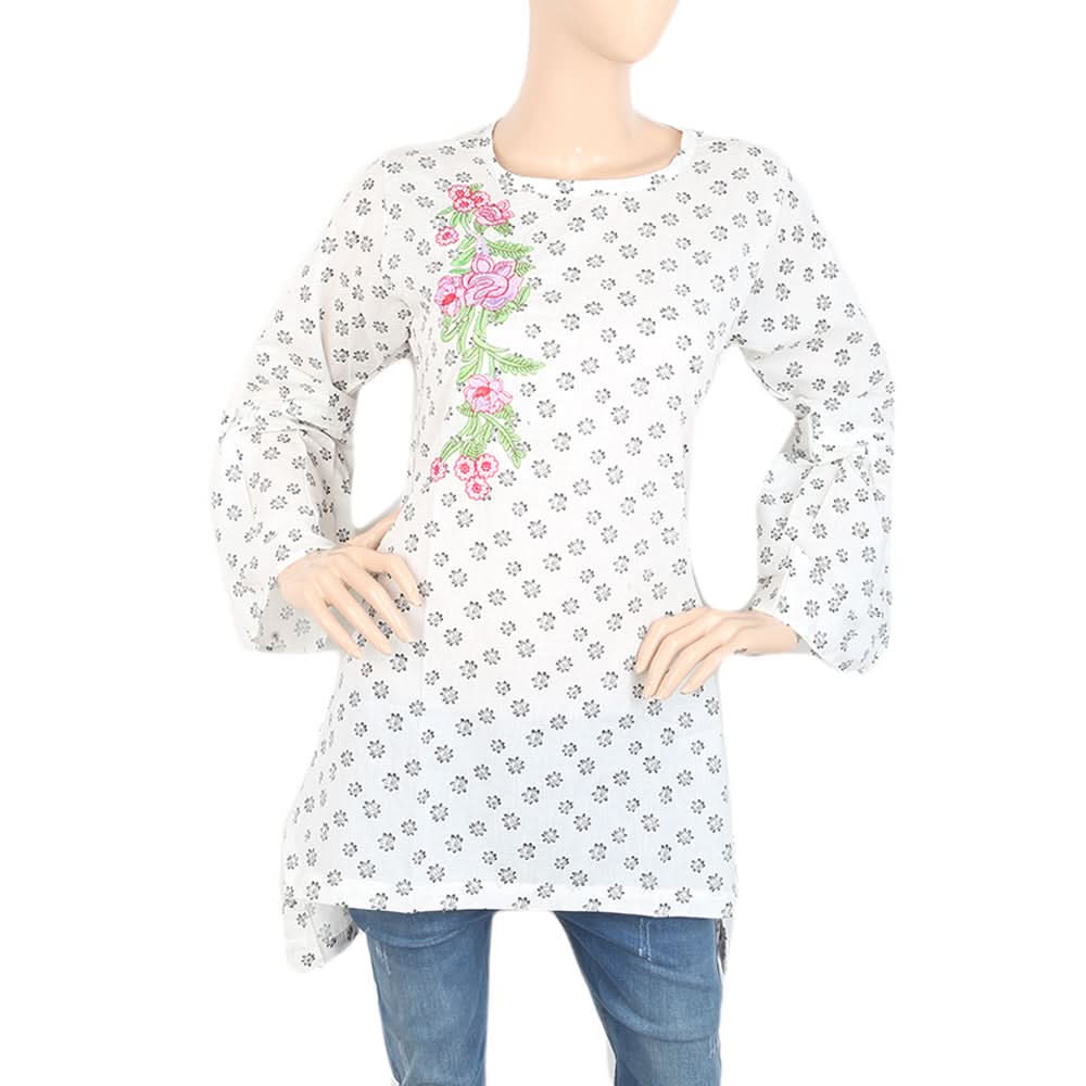 Women's Western Top With Embroidered Front - White, Women, T-Shirts And Tops, Chase Value, Chase Value