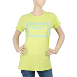 Women's Half Sleeves Chest Print T-Shirt - Green, Women, T-Shirts And Tops, Chase Value, Chase Value