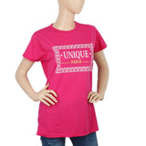 Women's Half Sleeves Chest Print T-Shirt - Pink, Women, T-Shirts And Tops, Chase Value, Chase Value