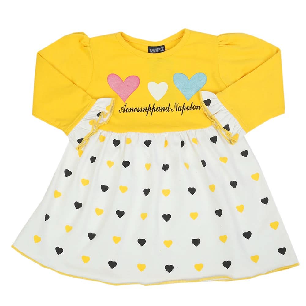 Girls Full Sleeves Frock - Yellow, Girls Frocks, Chase Value, Chase Value