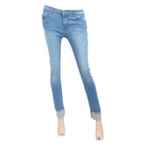 Women's Denim Pant Reverse Pearls Bottom - Light Blue, Women, Pants & Tights, Chase Value, Chase Value