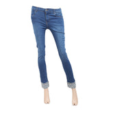 Women's Denim Pant Reverse Pearls Bottom - Blue, Women, Pants & Tights, Chase Value, Chase Value