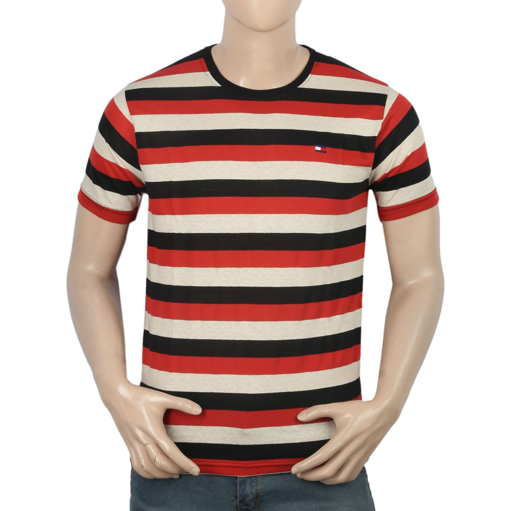 Men's Half Sleeves Yarn Dyed T-Shirt - Red, Men, T-Shirts And Polos, Chase Value, Chase Value