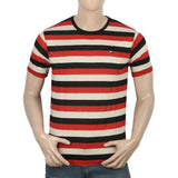 Men's Half Sleeves Yarn Dyed T-Shirt - Red, Men, T-Shirts And Polos, Chase Value, Chase Value