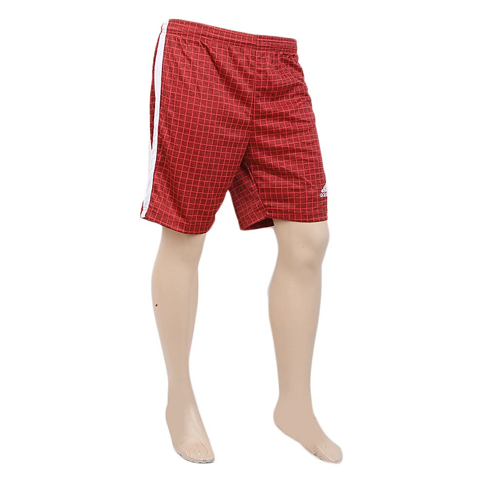 Men's Polyester Micro Check Short - Maroon, Men, Shorts, Chase Value, Chase Value