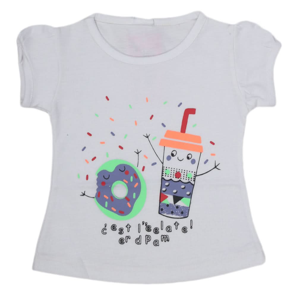 Newborn Girls Half Sleeves T-Shirt - White, Kids, Newborn Girls T-Shirts, Chase Value, Chase Value