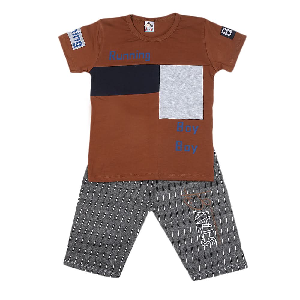 boys half sleeves short Suit 20-22 1223 - brown, Kids, Boys Sets And Suits, Chase Value, Chase Value