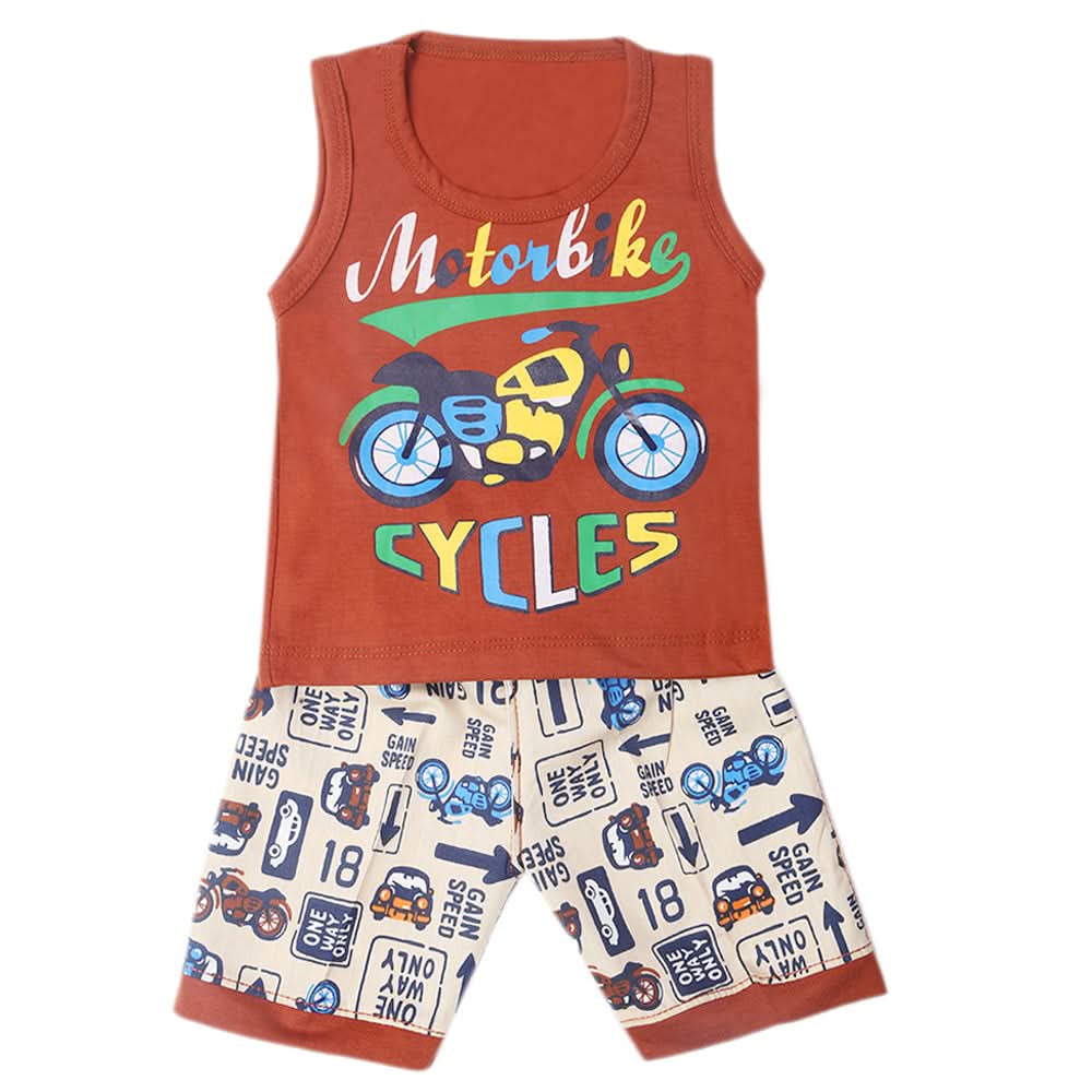 Boys Sando Short Suit - Dark Brown, Kids, Boys Sets And Suits, Chase Value, Chase Value