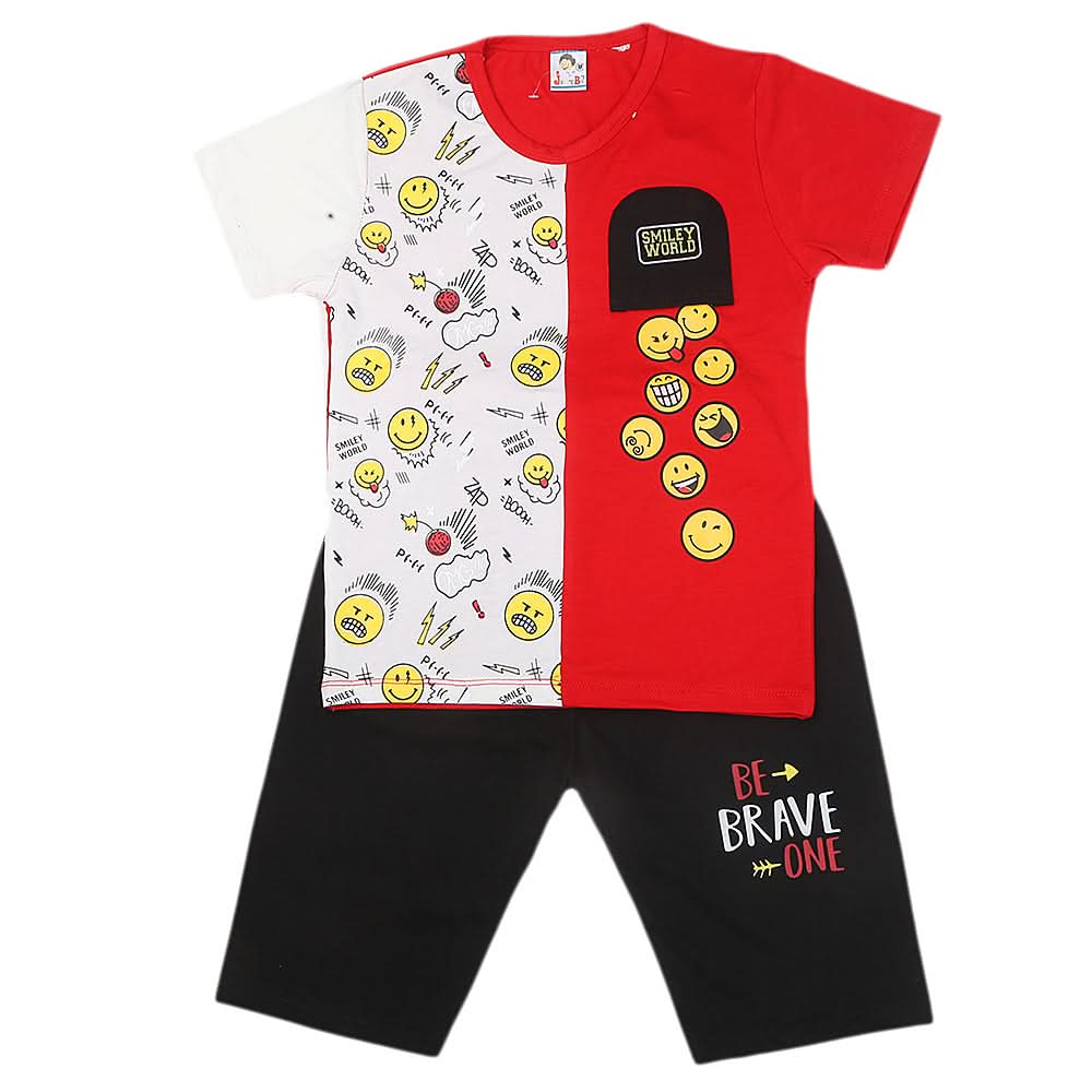 Boys Half Sleeves Short Suit 20-22 1217 - Red, Kids, Boys Sets And Suits, Chase Value, Chase Value
