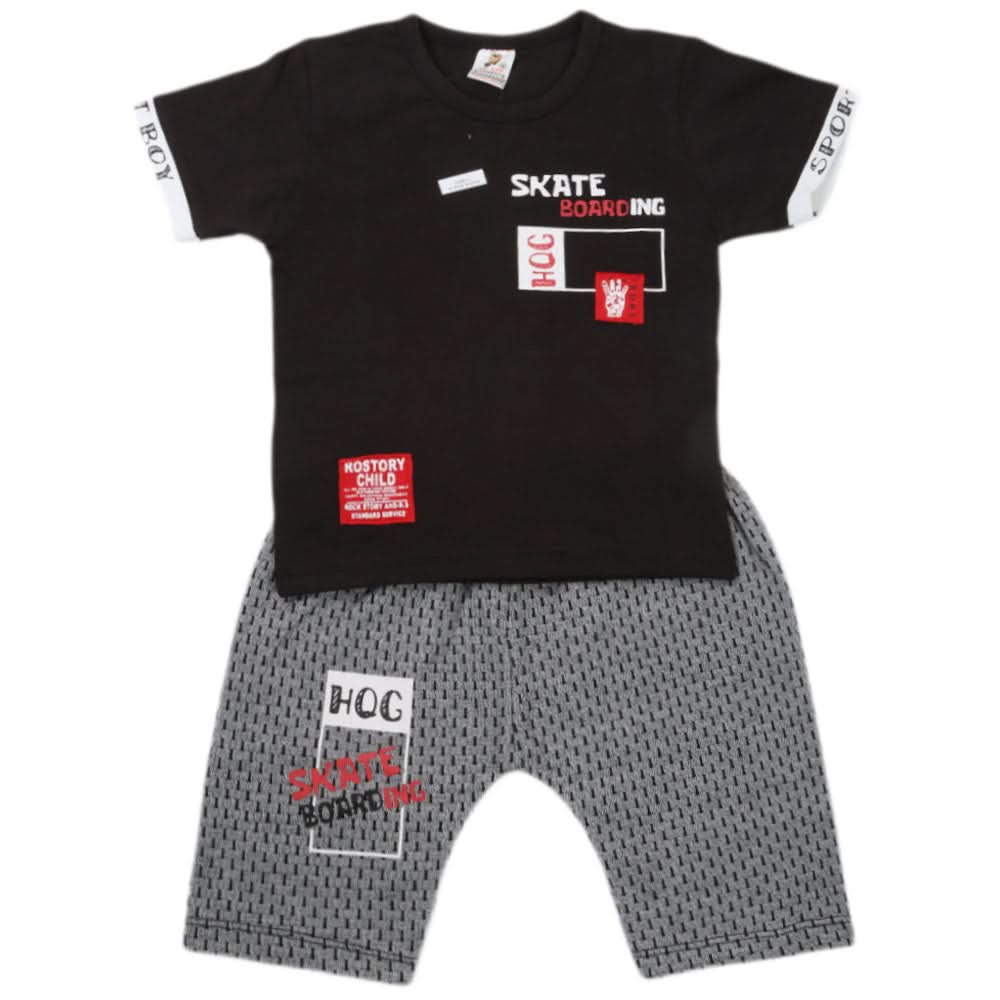 Boys Half Sleeves 2 Piece Suit - Black, Kids, Boys Sets And Suits, Chase Value, Chase Value