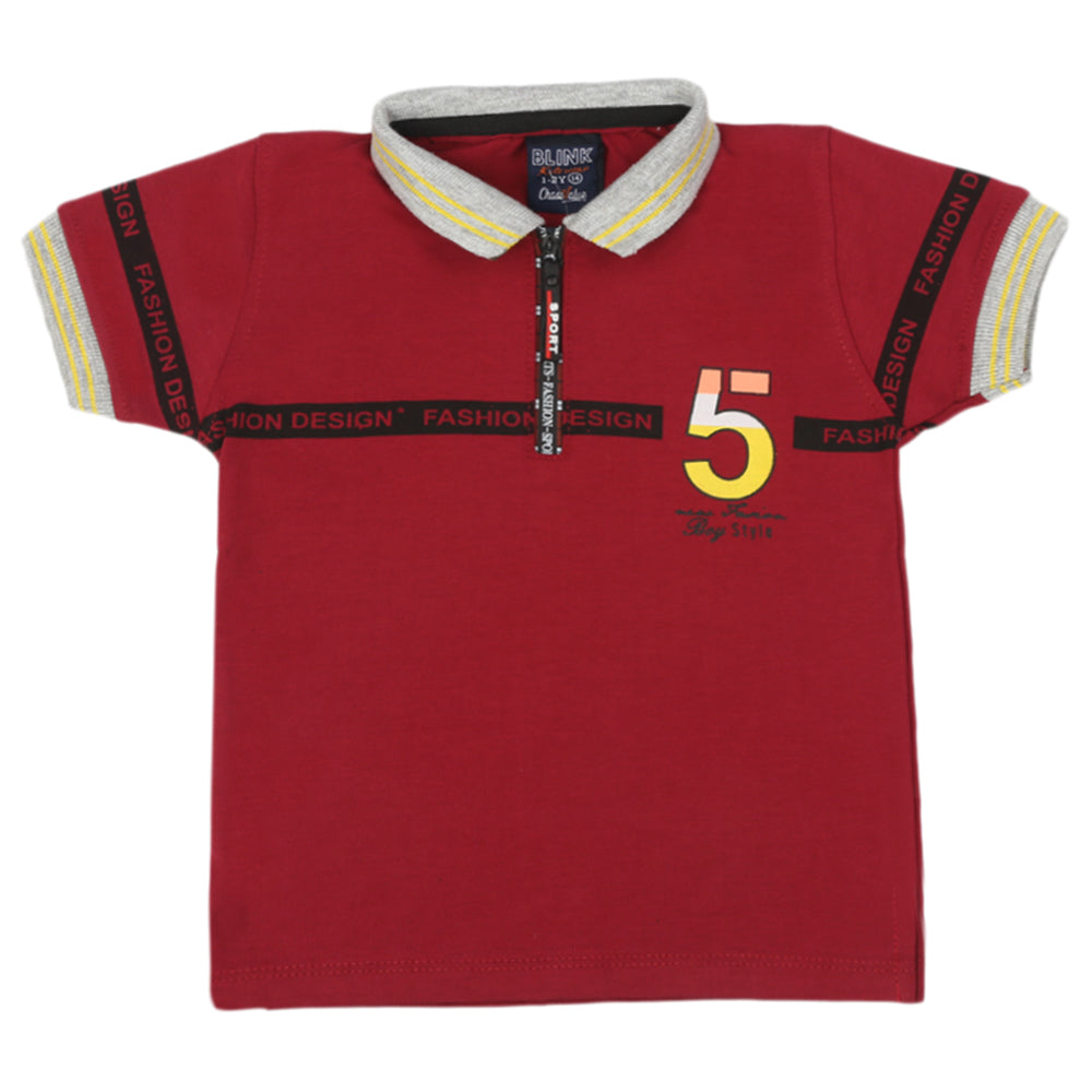 Boys Half Sleeves T-Shirt - Maroon, Boys T-Shirts, Chase Value, Chase Value