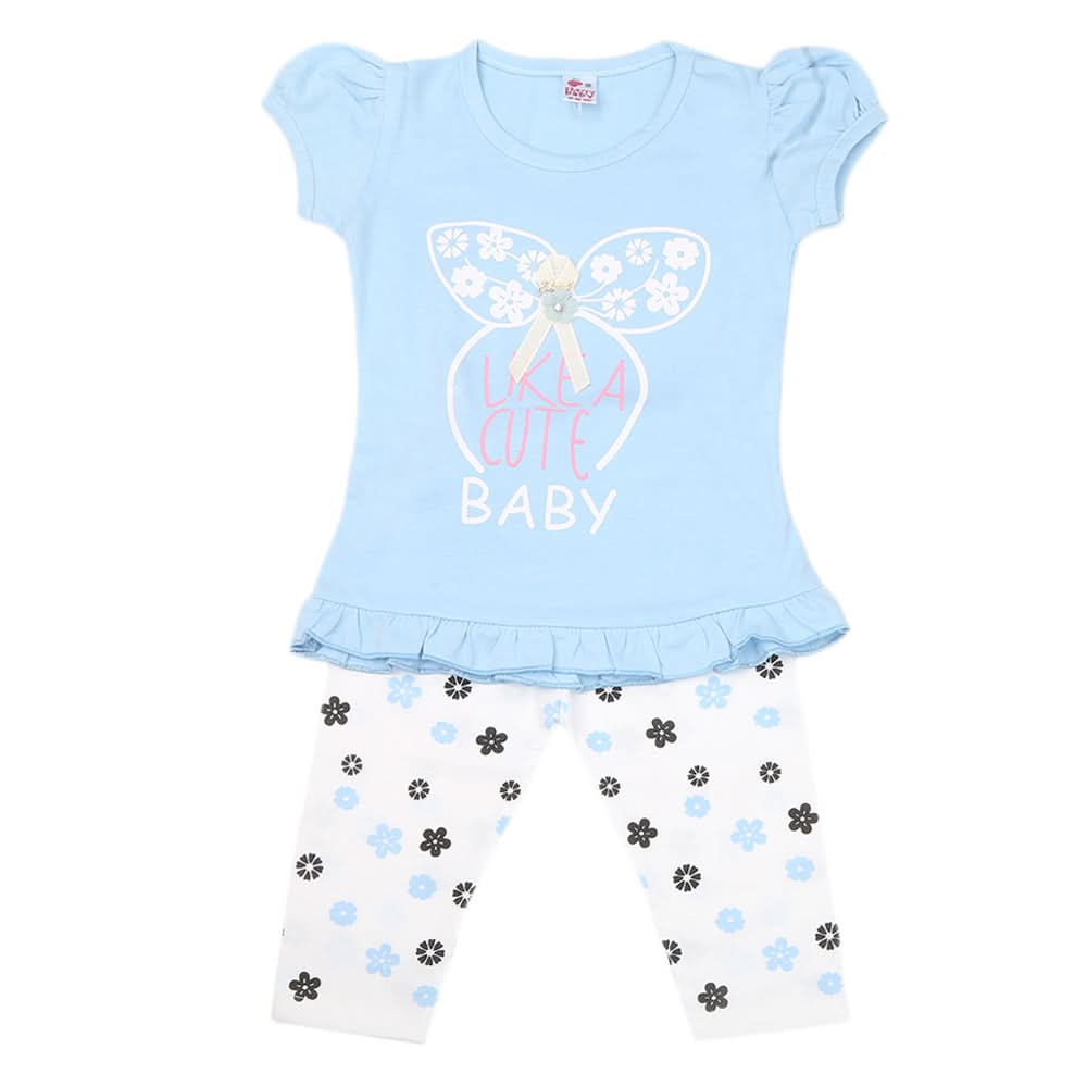 Girls Half Sleeves Suit - Blue, Kids, Girls Sets And Suits, Chase Value, Chase Value