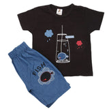 Boys 2 Pcs Suit Half Sleeves - Black, Kids, Boys Sets And Suits, Chase Value, Chase Value