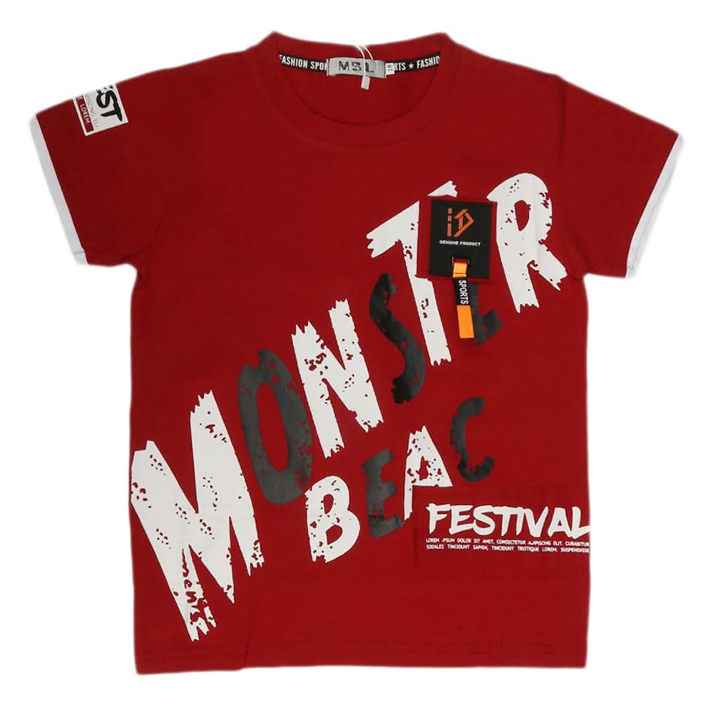 Boys Half Sleeves T-Shirt - Maroon, Kids, Boys T-Shirts, Chase Value, Chase Value