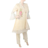 Women's Fancy Net 03 Pcs Suit - Beige, Women, Shalwar Suits, Chase Value, Chase Value
